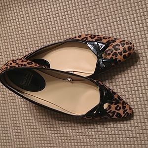 Merona Womens 9 classic animal print fur slip on ballet flats shoes with bows